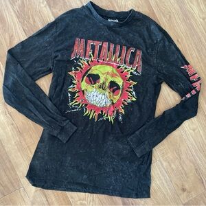 Metallica Shirt Mens XL Acid Wash Black Long Sleeve Heavy Metal Skull GUC